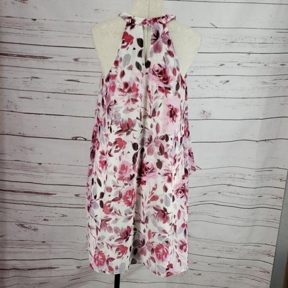 SLNY Pink and White Floral Halter Neck Dress - Picture 4 of 8